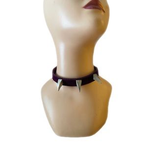 Vintage Funk Plus Purple Velvet Claw Spike Collar